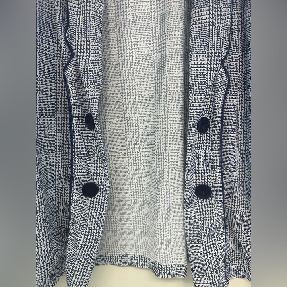 Whirlaway vintage lightweight blazer 3/4 sleeve blue and white houndstooth large - Picture 3 of 8
